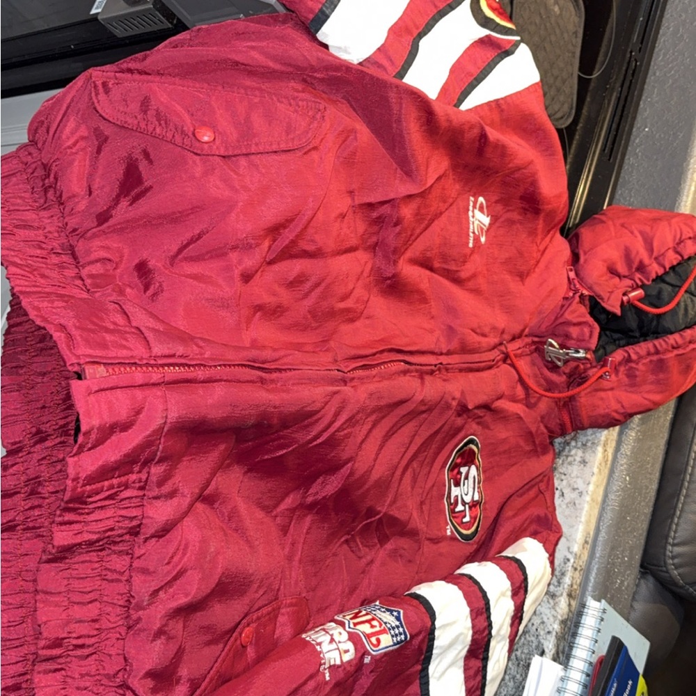 Red Hooded Jacket with Team Logos